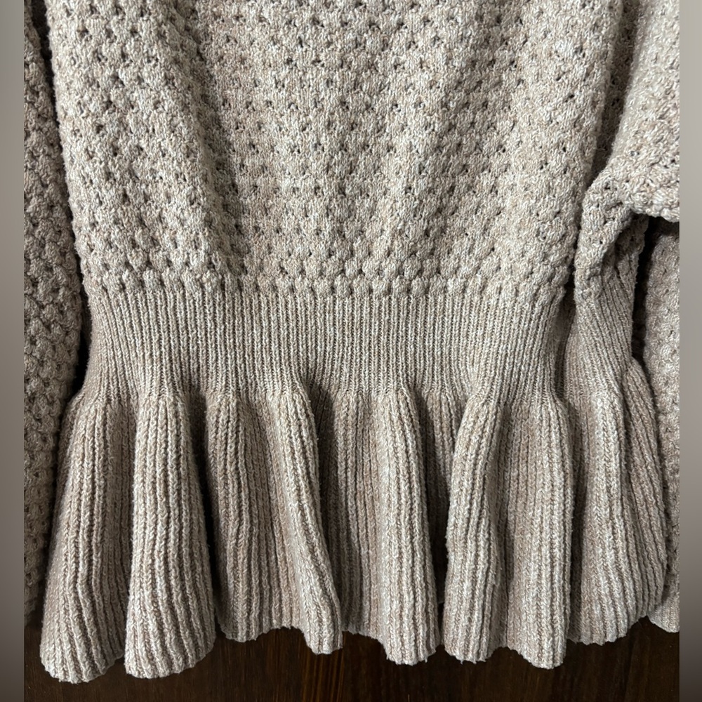 SHEIN Textured Knit Beige Peplum top - Picture 5 of 8